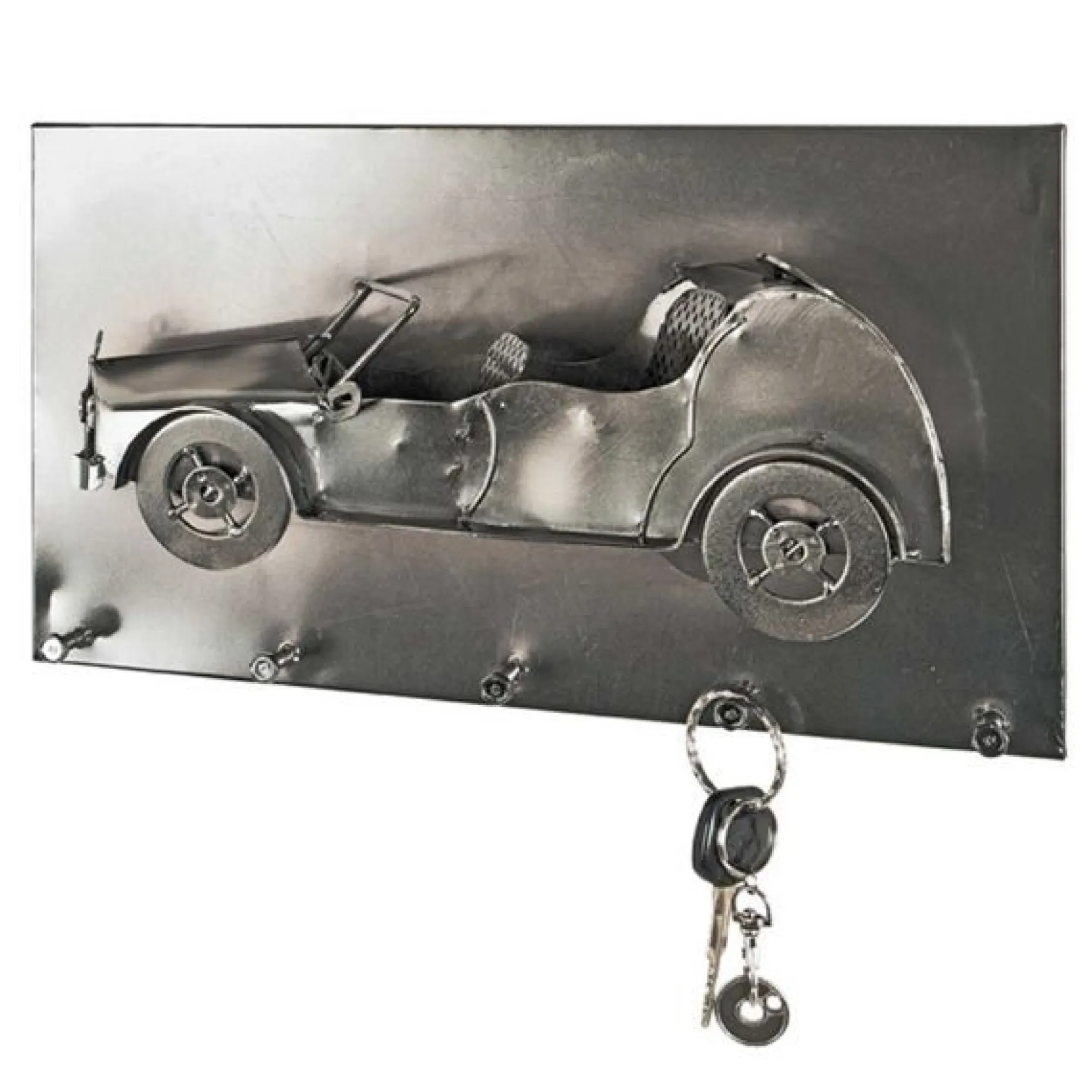 Wandpaneel mit fünf Haken | 35 x 10 x 20 cm | Farbe Silber