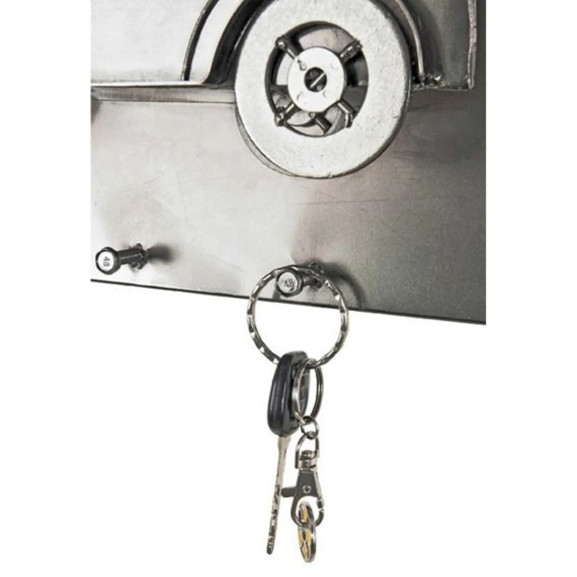 Wandpaneel mit fünf Haken | 35 x 10 x 20 cm | Farbe Silber