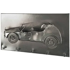 Wandpaneel mit fünf Haken | 35 x 10 x 20 cm | Farbe Silber