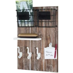 Wandpaneel mit Haken | 37 x 9 x 55 cm | Braun