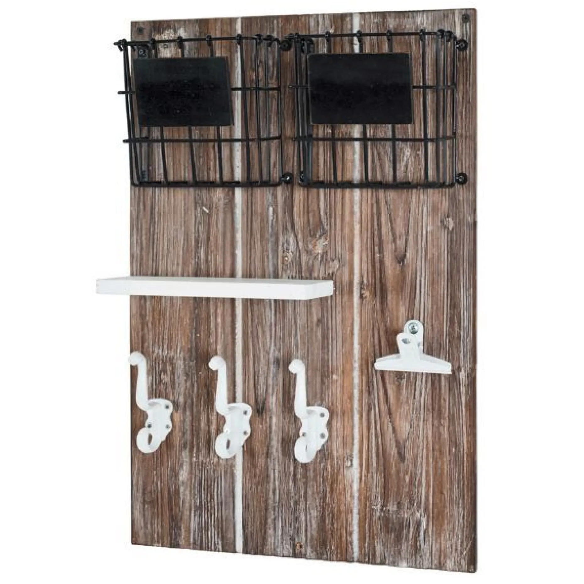Wandpaneel mit Haken | 37 x 9 x 55 cm | Braun