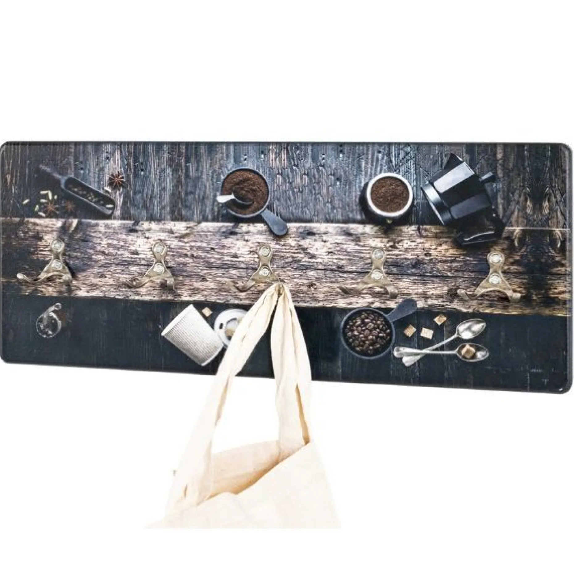 Wandpaneel mit 5 Haken | 50 x 5 x 20 cm | Kurkuma Design