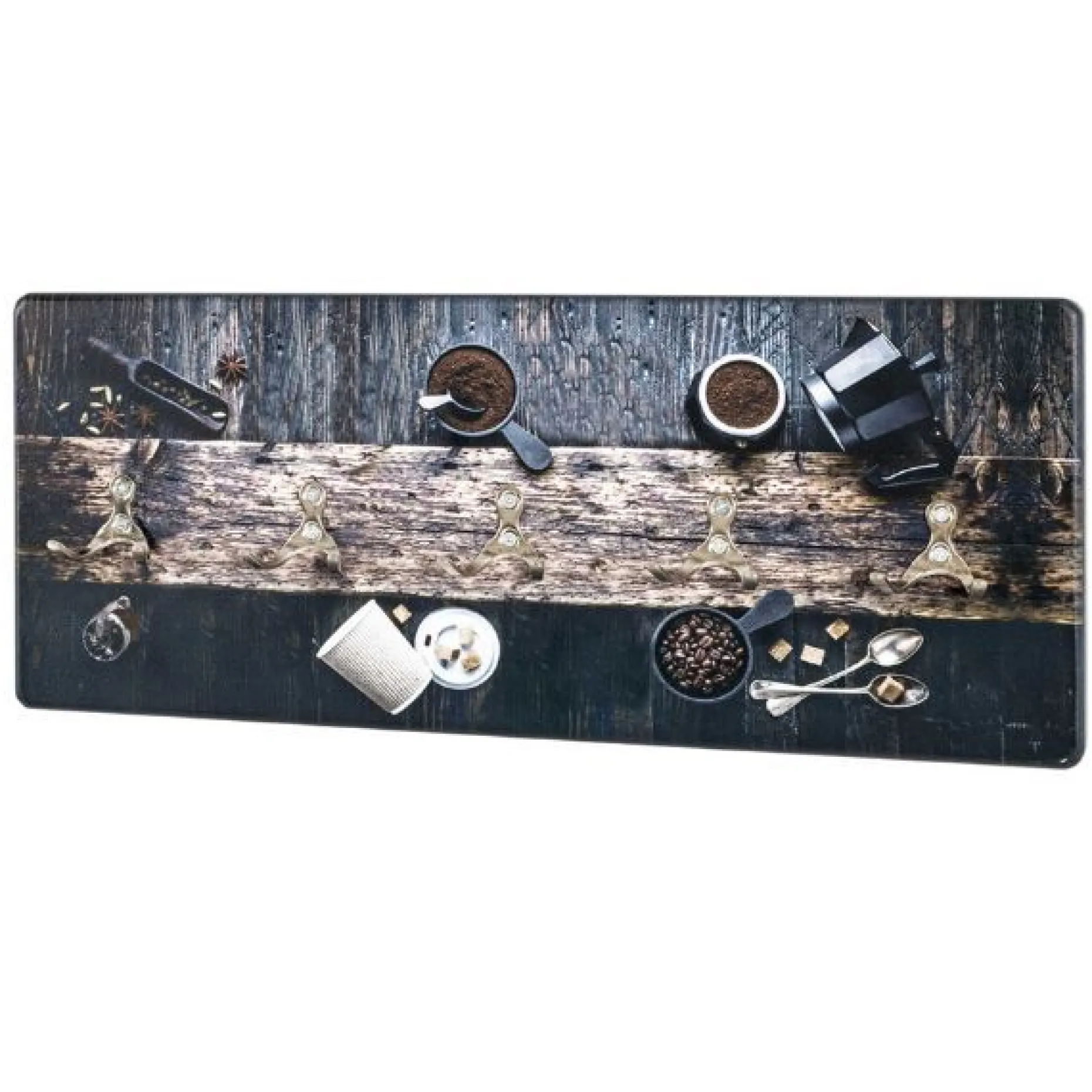 Wandpaneel mit 5 Haken | 50 x 5 x 20 cm | Kurkuma Design