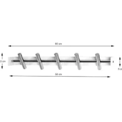 Haku Wandpaneel mit 5 Haken | 60 x 10 x 10 cm | Metall