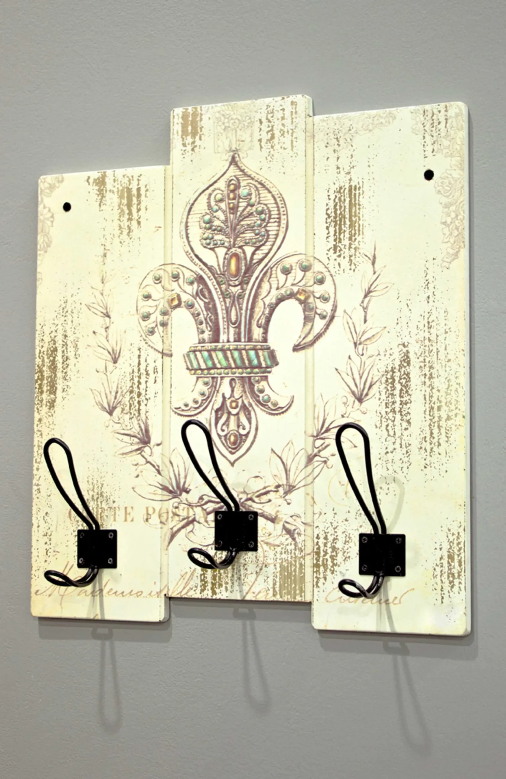 Wandpaneel mit 3 Haken | 38 x 9 x 42 cm | Papyrus-Design