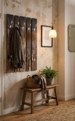 Haku Wandpaneel mit 8 Haken | 65 x 9 x 100 cm | Parkettdesign