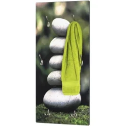 Wandpaneel mit 6 Haken | 45 x 8 x 100 cm | Steindesign