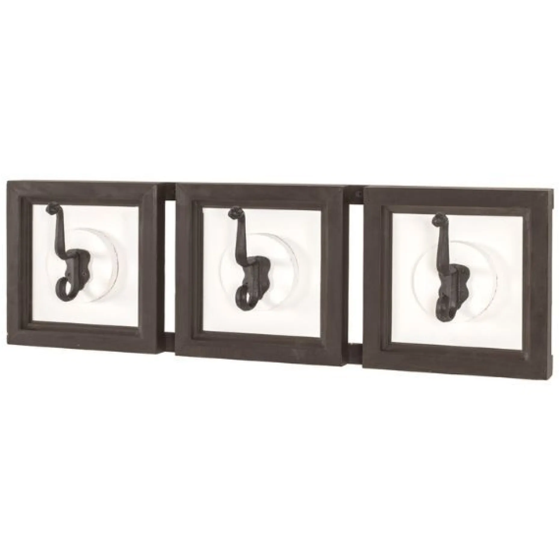 Wandpaneel mit 3 Kleiderhaken | 58 x 9 x 18 cm | Braun