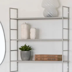 Wandregal Beja - 48x17x55 cm - Stahl grau