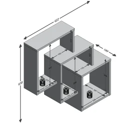 Wandregal Fibi mit 3 Fächern - Eiche
