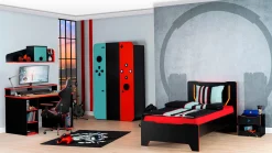 Kinder Emob Wandregal GamingKids - schwarz/rot