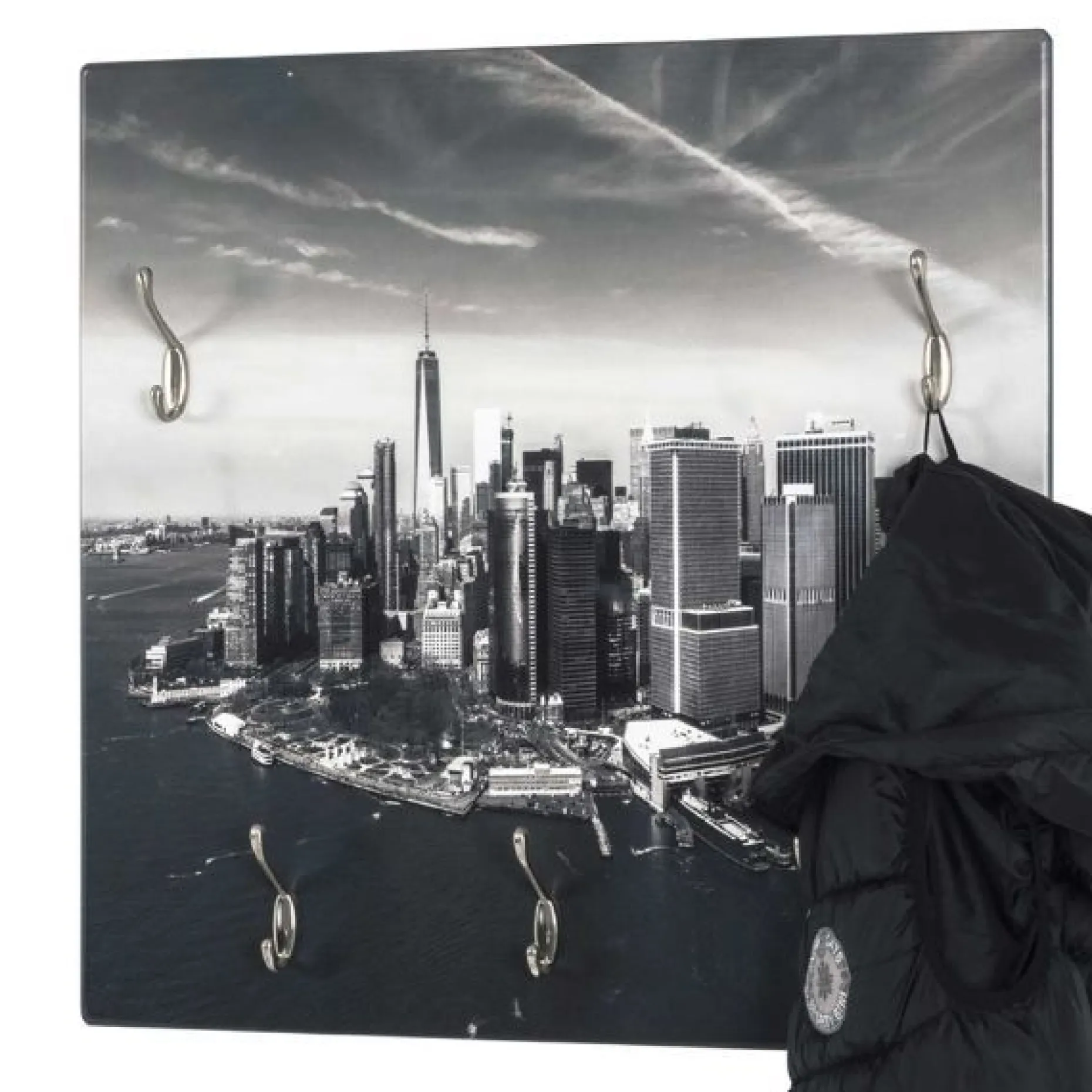 Wandregal mit 5 Haken | 60 x 8 x 60 cm | Skyline Design