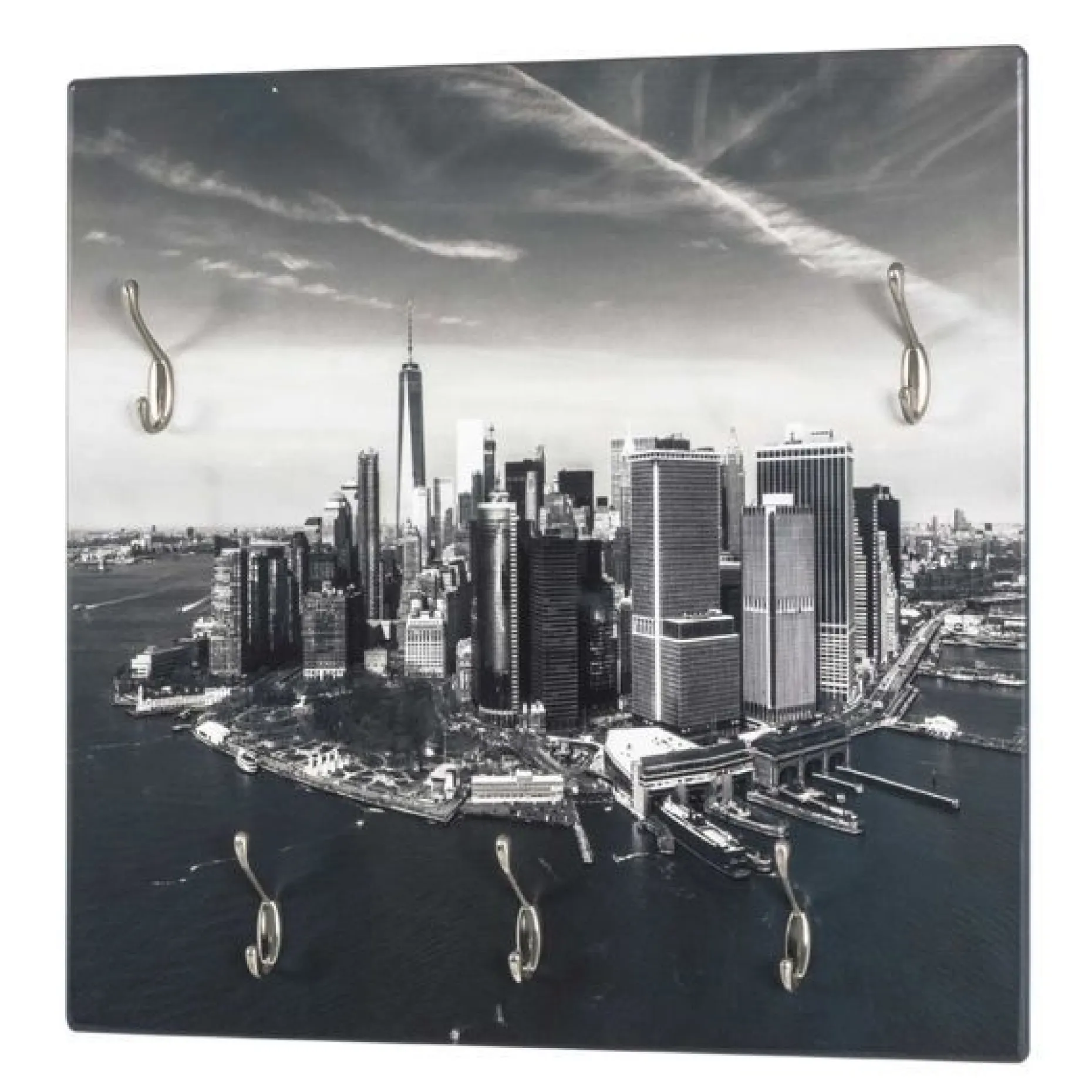 Wandregal mit 5 Haken | 60 x 8 x 60 cm | Skyline Design