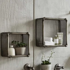 Wandregal Willy - 31x19x31 cm - Stahl/Silber