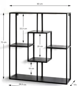 Wandregal | 60 x 18 x 70 cm | Schwarz