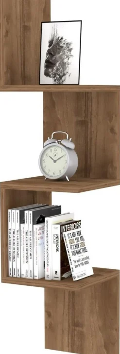 Wandregal Zikzak - 100% MELAMINE - Nussbaum - 25 x 105,4 x 25 cm