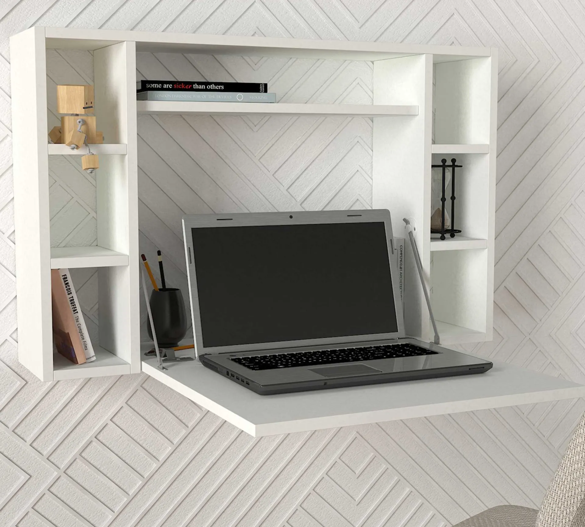 Emob Wandschreibtisch Este - 90x20x60cm - mit Ablagefläche -