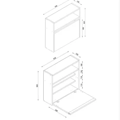 Emob Wandschreibtisch Viola - 64x19x60cm - mit Ablagefläche -