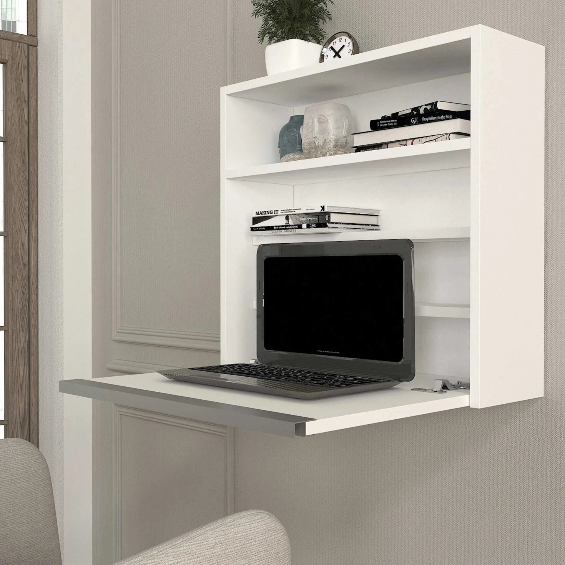 Emob Wandschreibtisch Viola - 64x19x60cm - mit Ablagefläche -