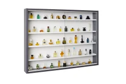 Wandvitrine Collecty | 80 x 9,5 x 60 cm | Farben: Grau und Weiß