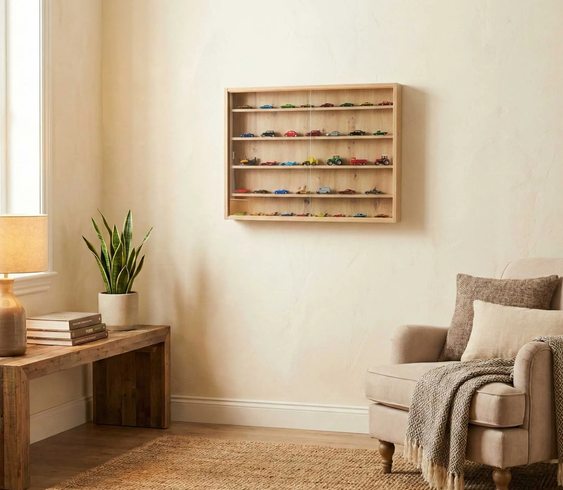 Wandvitrine Collecty | 80 x 9,5 x 60 cm | Sandfarbe