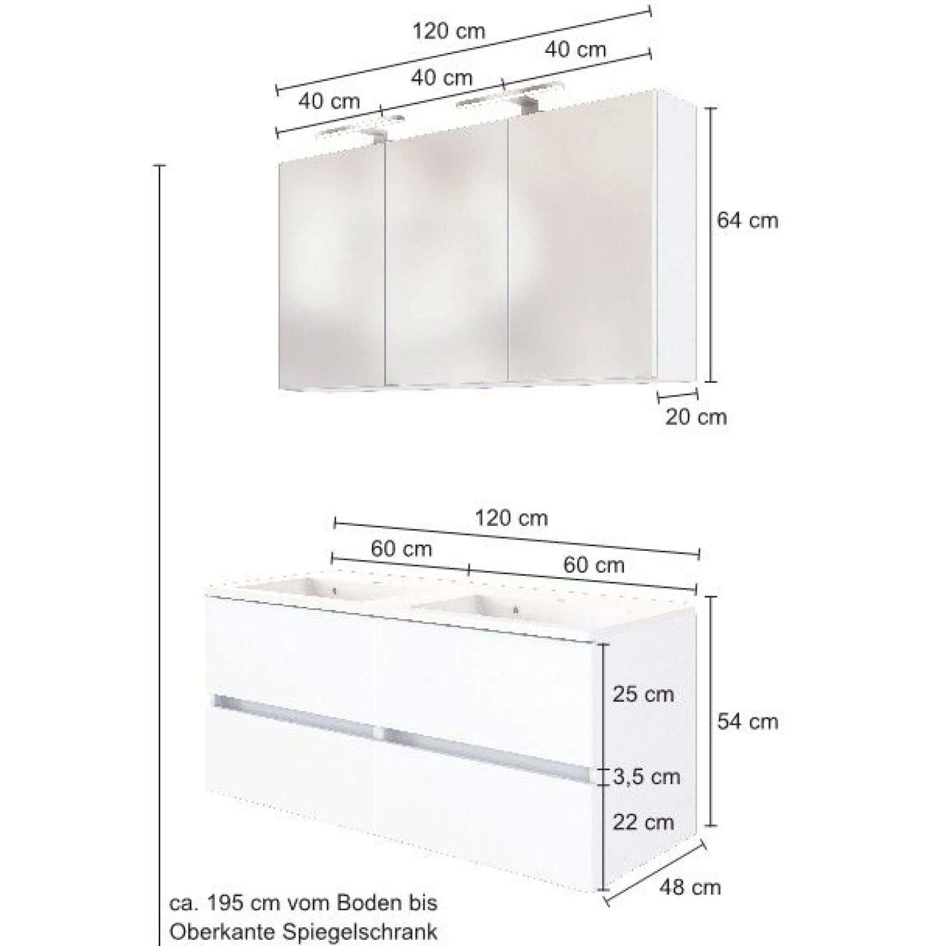 Waschbeckenmöbel-Set Brama 120cm - graphit/mattgrau