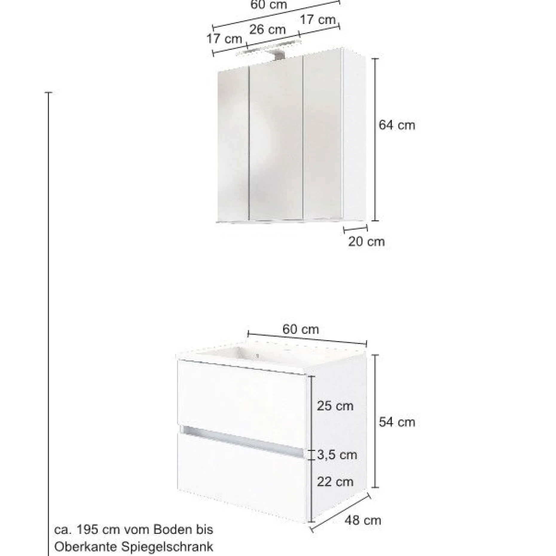 Waschbeckenmöbel-Set Brama 60cm - wotan Eiche