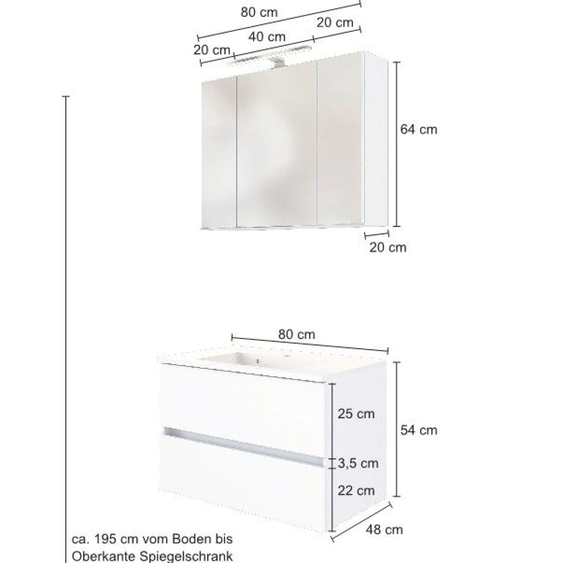 Waschbeckenmöbel-Set Brama 80cm - graphit/mattgrau