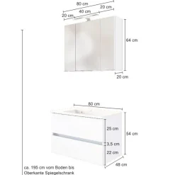 Waschbeckenmöbel-Set Brama 80cm - wotan Eiche