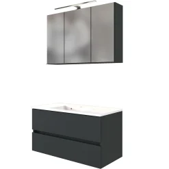 Waschbeckenmöbel-Set Brama 100cm - graphit/mattgrau
