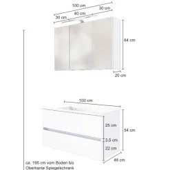 Waschbeckenmöbel-Set Brama 100cm - wotan Eiche