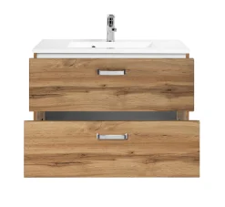 Waschbeckenschrank Bobbi 80cm 2 Schubladen - Eiche