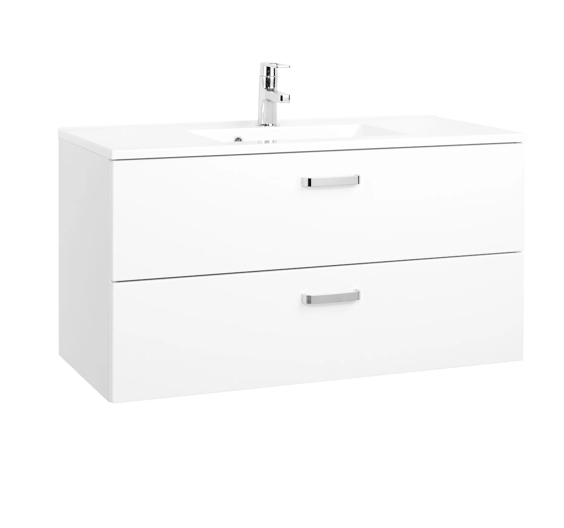 Waschbeckenschrank Bobbi 100cm 2 Schubladen - weiß