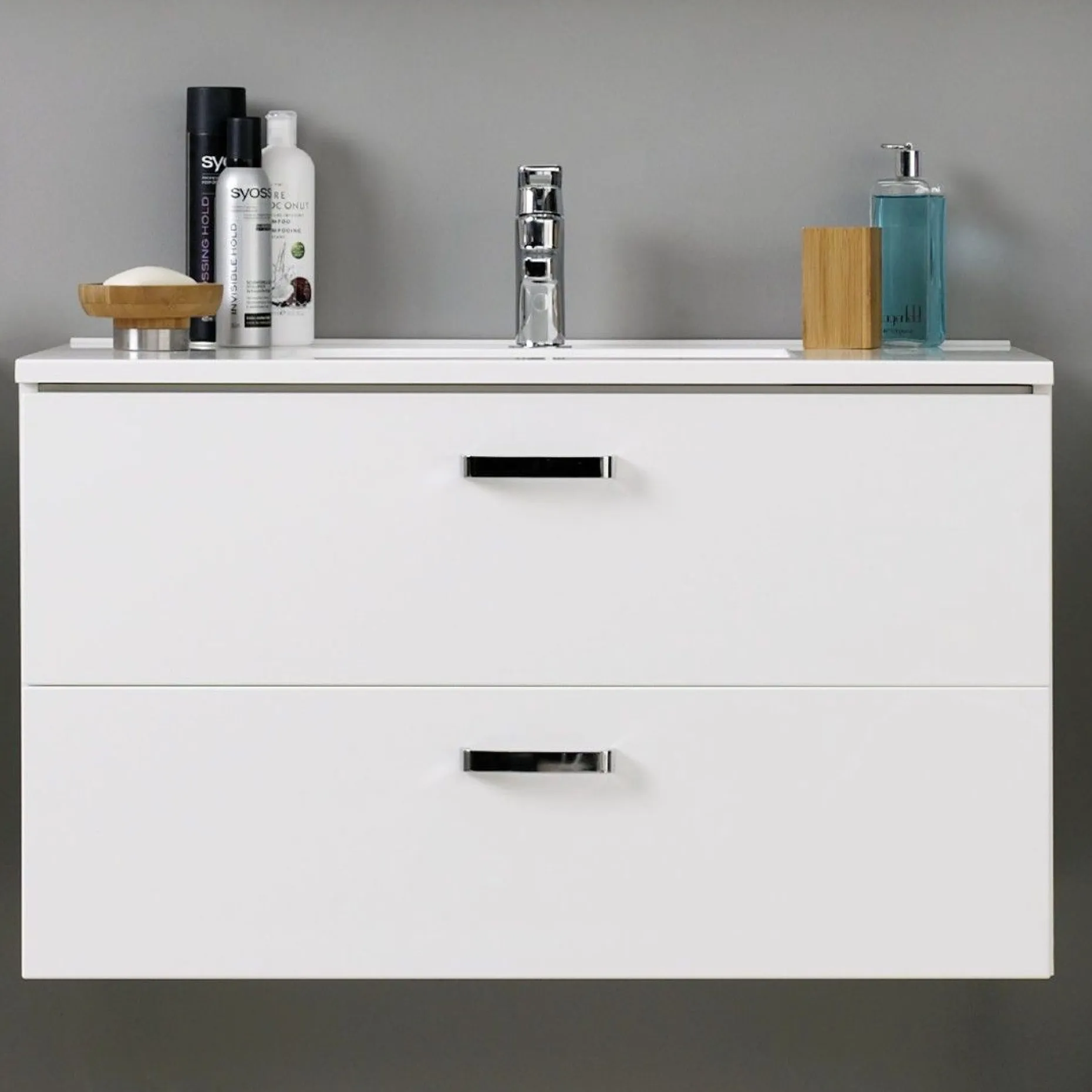 Waschbeckenschrank Bobbi 100cm 2 Schubladen - weiß