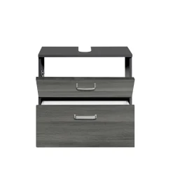 Waschbeckenschrank Bobbi 60cm 1 Tür und 1 Schublade - graphit/graue Eiche