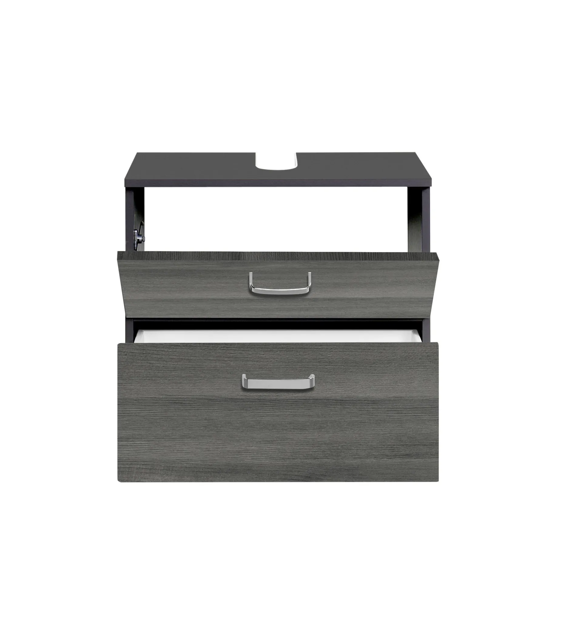 Waschbeckenschrank Bobbi 60cm 1 Tür und 1 Schublade - graphit/graue Eiche