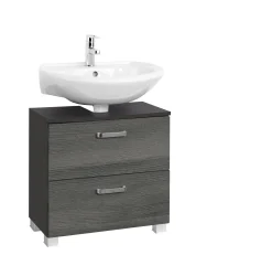 Waschbeckenschrank Bobbi 60cm 1 Tür und 1 Schublade - graphit/graue Eiche