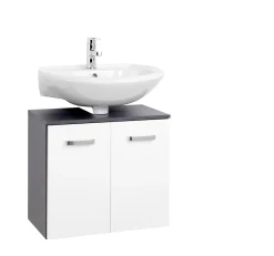 Waschbeckenschrank Bobbi 60cm 2-türig - graphit/hochglanz-weiß