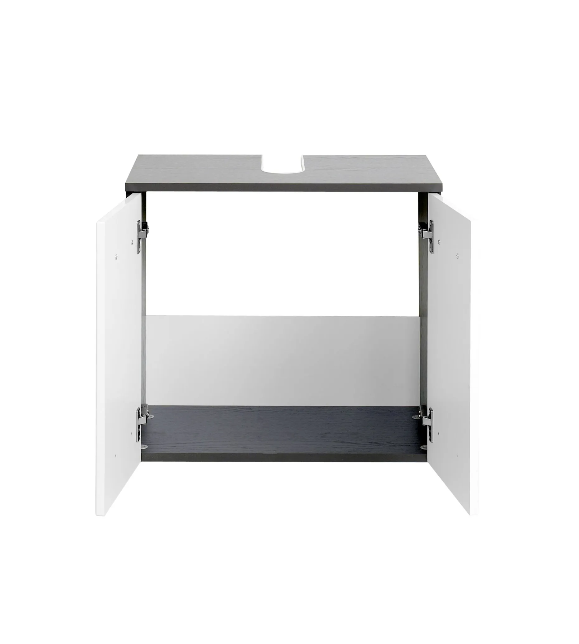 Waschbeckenschrank Bobbi 60cm 2-türig - graphit/hochglanz-weiß