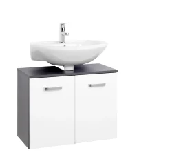 Waschbeckenschrank Bobbi 70cm 2-türig - graphit/hochglanz-weiß