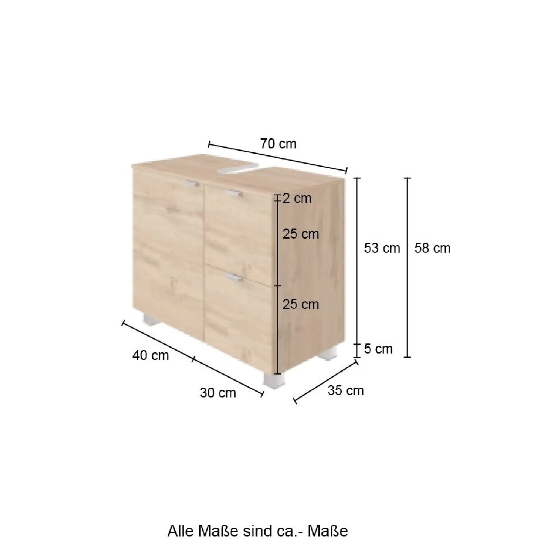 Waschbeckenschrank Bodhi 70cm - weiß