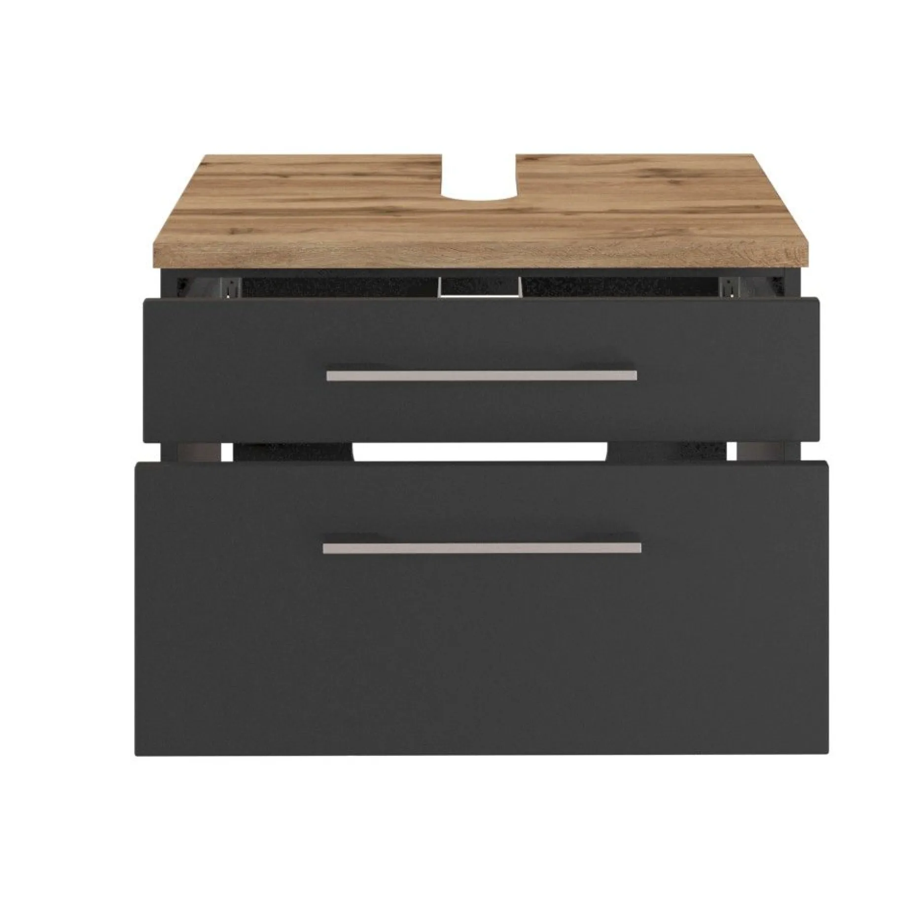 Waschbeckenschrank Dasa 60cm mit 2 Schubladen - graphit/mattgrau