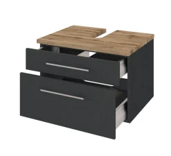 Waschbeckenschrank Dasa 60cm mit 2 Schubladen - graphit/mattgrau