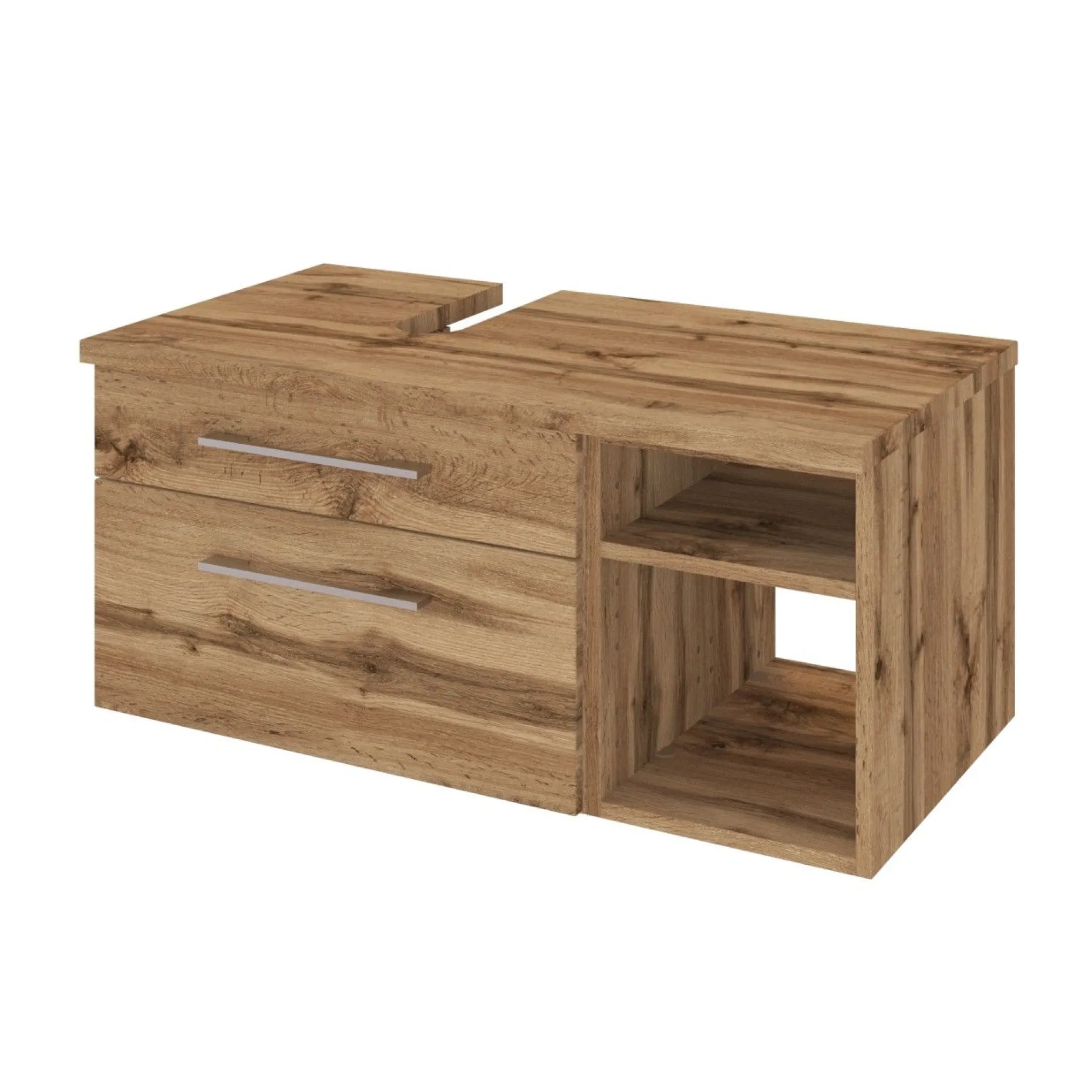 Waschbeckenschrank Dasa (links) 90cm mit 2 Schubladen - wotan eiche