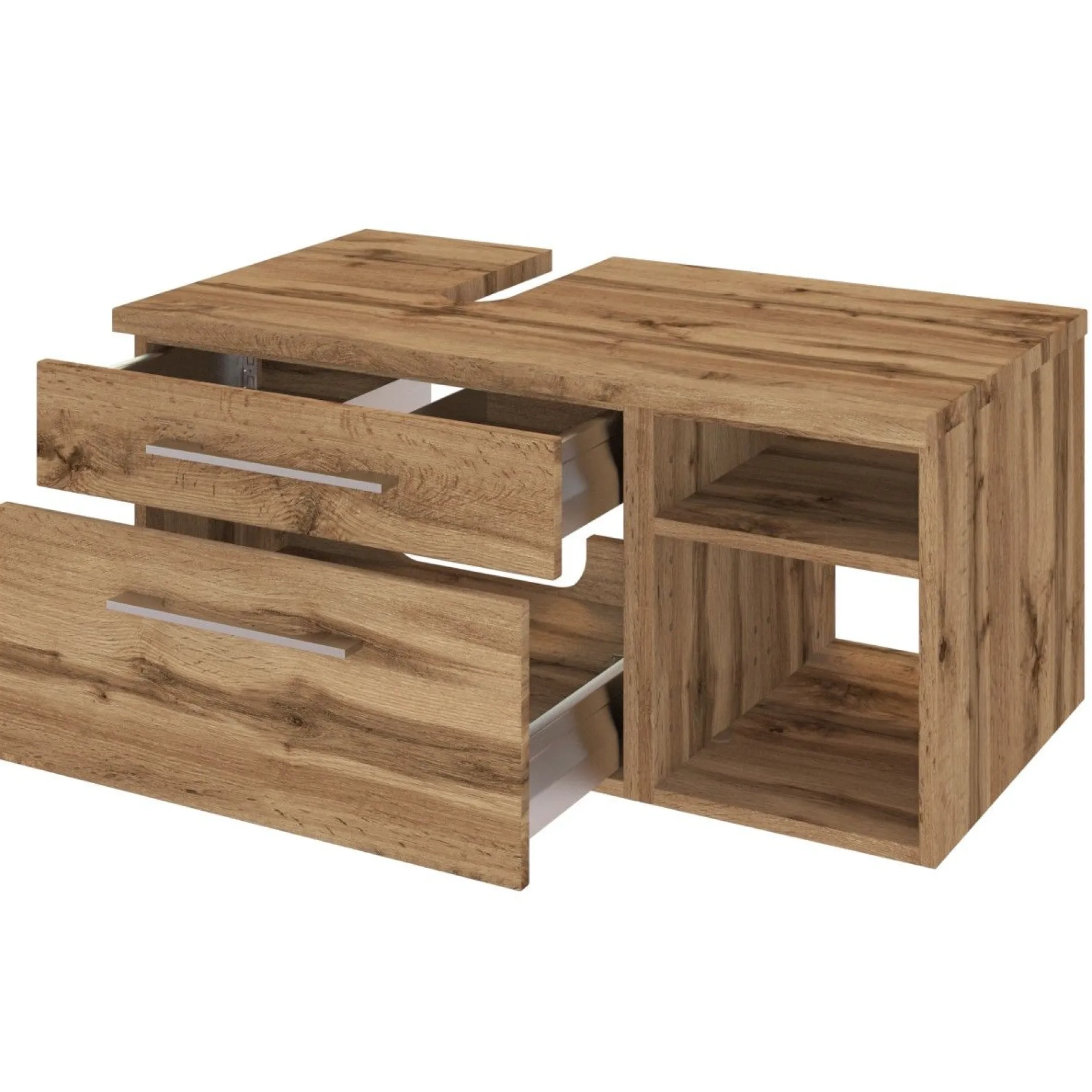 Waschbeckenschrank Dasa (links) 90cm mit 2 Schubladen - wotan eiche