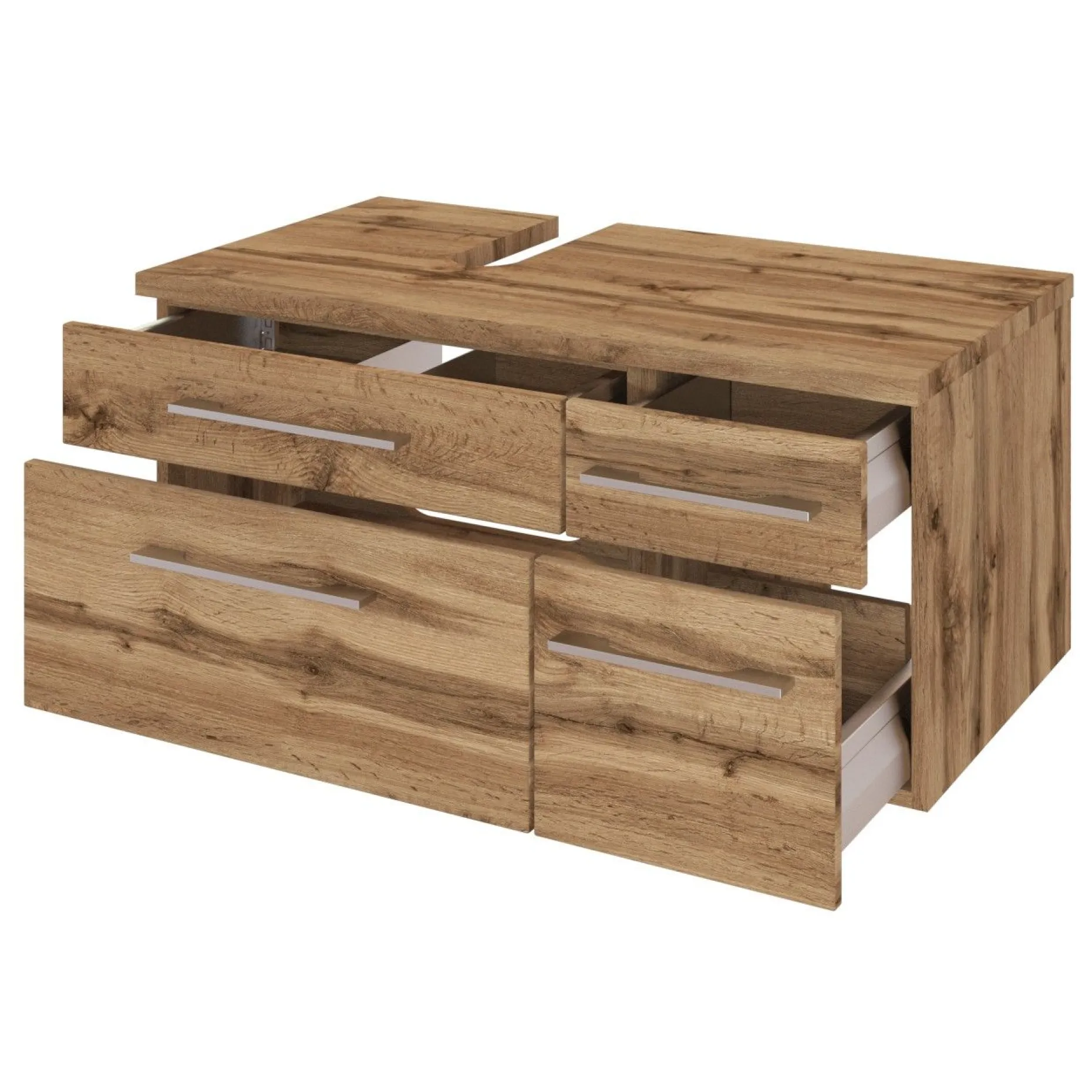 Waschbeckenschrank Dasa (links) 90cm mit 4 Schubladen - Eiche wotan