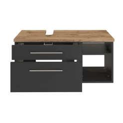 Waschbeckenschrank Dasa (links) 90cm mit 2 Schubladen - graphit/mattgrau