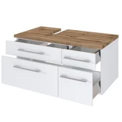 Waschbeckenschrank Dasa (links) 90cm mit 4 Schubladen - weiß
