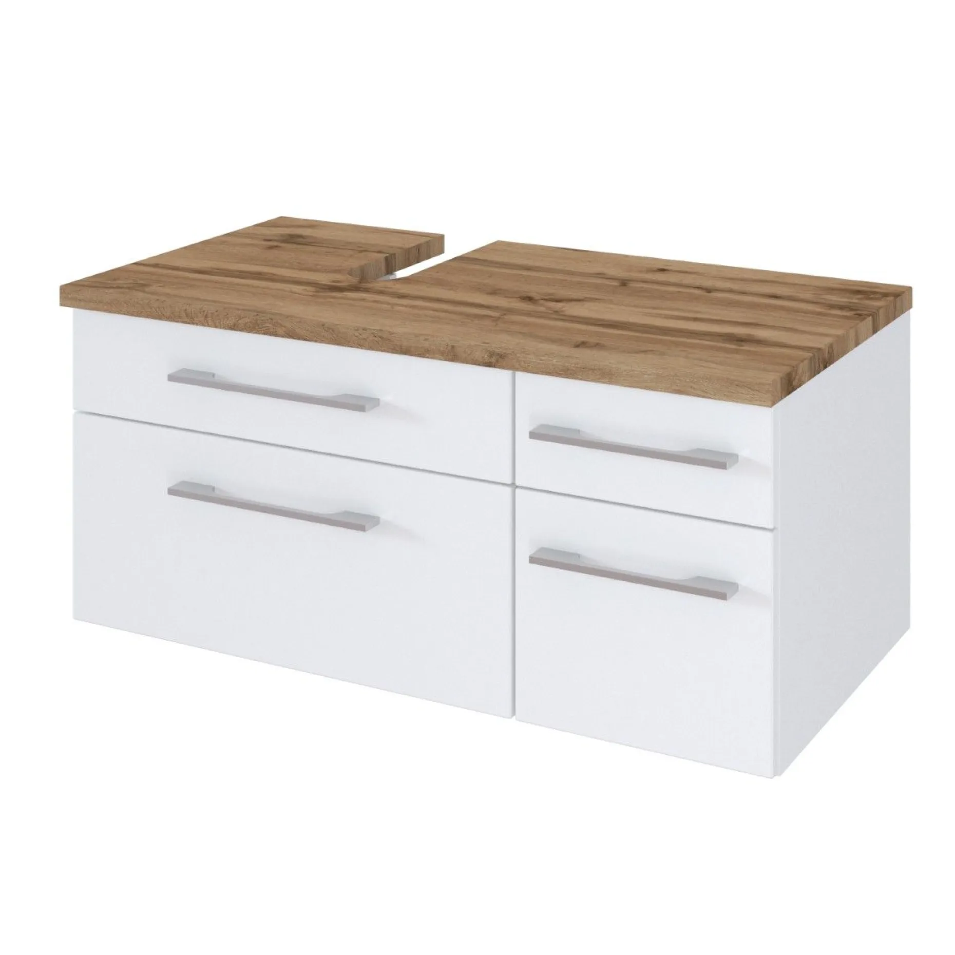 Waschbeckenschrank Dasa (links) 90cm mit 4 Schubladen - weiß