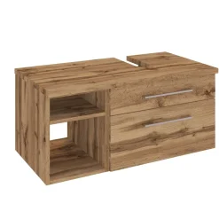 Waschbeckenschrank Dasa (rechts) 90cm mit 2 Schubladen - Eiche wotan